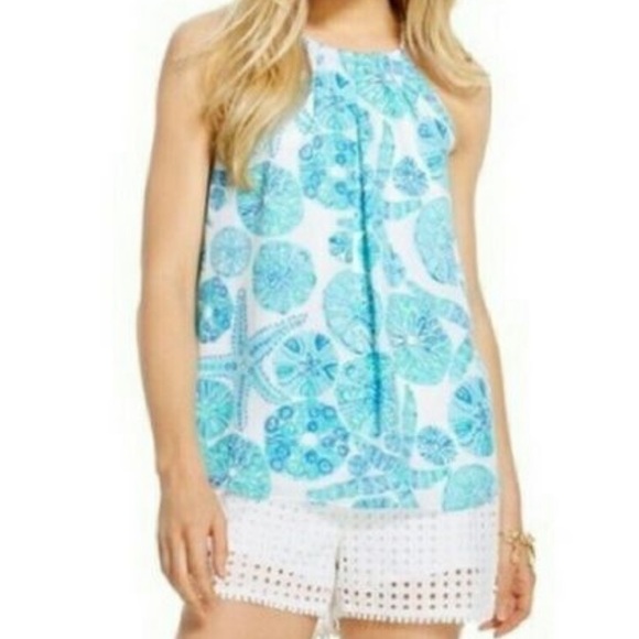 Lilly Pulitzer for Target Tops - Lilly Pulitzer Sea Urchin halter swing top with white lining and button neck